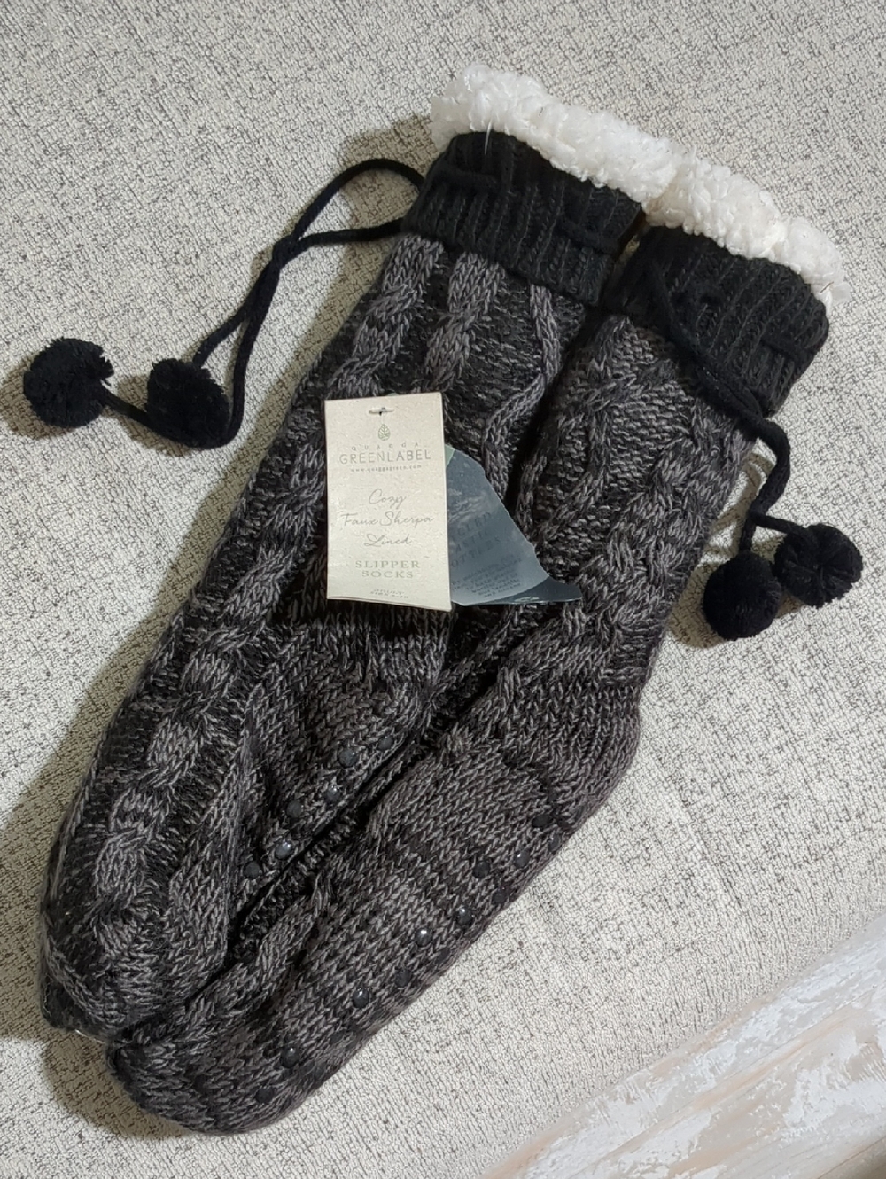 Quagga Faux Sherpa-Lined Slipper Socks